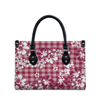 Hibiscus Pakala Royal Magenta Leather Bag Tropical Floral Stylized - Polynesian Pride