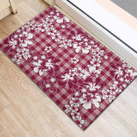 Hibiscus Pakala Royal Magenta Rubber Doormat Tropical Floral Stylized - Polynesian Pride