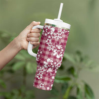 Hibiscus Pakala Royal Magenta Tumbler With Handle Tropical Floral Stylized - Polynesian Pride