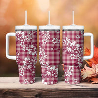 Hibiscus Pakala Royal Magenta Tumbler With Handle Tropical Floral Stylized - Polynesian Pride