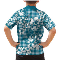 Hibiscus Pakala Ocean Depths Blue Family Matching Mermaid Dress and Hawaiian Shirt Tropical Floral Stylized LT01 - Polynesian Pride
