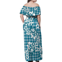 Hibiscus Pakala Ocean Depths Blue Family Matching Off Shoulder Maxi Dress and Hawaiian Shirt Tropical Floral Stylized LT01 - Polynesian Pride