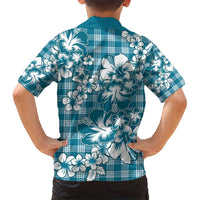 Hibiscus Pakala Ocean Depths Blue Family Matching Short Sleeve Bodycon Dress and Hawaiian Shirt Tropical Floral Stylized LT01 - Polynesian Pride