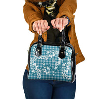 Hibiscus Pakala Ocean Depths Blue Shoulder Handbag Tropical Floral Stylized - Polynesian Pride