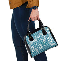 Hibiscus Pakala Ocean Depths Blue Shoulder Handbag Tropical Floral Stylized - Polynesian Pride