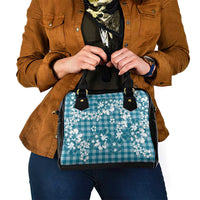 Hibiscus Pakala Ocean Depths Blue Shoulder Handbag Tropical Floral Stylized - Polynesian Pride