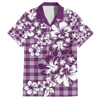 Hibiscus Pakala Sweetie Purple Family Matching Off The Shoulder Long Sleeve Dress and Hawaiian Shirt Tropical Floral Stylized LT01 Dad's Shirt - Short Sleeve Purple - Polynesian Pride