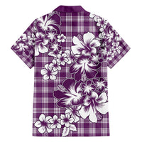 Hibiscus Pakala Sweetie Purple Family Matching Off The Shoulder Long Sleeve Dress and Hawaiian Shirt Tropical Floral Stylized LT01 - Polynesian Pride