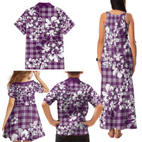 Hibiscus Pakala Sweetie Purple Family Matching Tank Maxi Dress and Hawaiian Shirt Tropical Floral Stylized LT01 - Polynesian Pride
