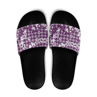 Hibiscus Pakala Sweetie Purple Slide Sandals Tropical Floral Stylized LT01 Purple - Polynesian Pride