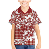 Hibiscus Pakala Fantasy Red Family Matching Mermaid Dress and Hawaiian Shirt Tropical Floral Stylized LT01 Son's Shirt Red - Polynesian Pride