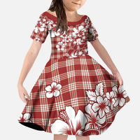 Hibiscus Pakala Fantasy Red Family Matching Off The Shoulder Long Sleeve Dress and Hawaiian Shirt Tropical Floral Stylized LT01 Daughter's Dress Red - Polynesian Pride