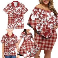 Hibiscus Pakala Fantasy Red Family Matching Off Shoulder Short Dress and Hawaiian Shirt Tropical Floral Stylized LT01 - Polynesian Pride