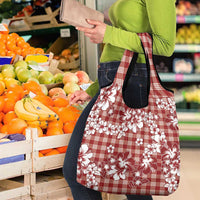 Hibiscus Pakala Fantasy Red Grocery Bag Tropical Floral Stylized - Polynesian Pride