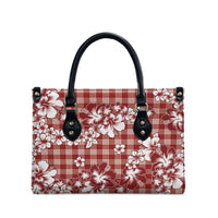 Hibiscus Pakala Fantasy Red Leather Bag Tropical Floral Stylized - Polynesian Pride