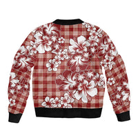 Hibiscus Pakala Fantasy Red Sleeve Zip Bomber Jacket Tropical Floral Stylized - Polynesian Pride