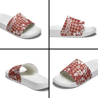 Hibiscus Pakala Fantasy Red Slide Sandals Tropical Floral Stylized - Polynesian Pride