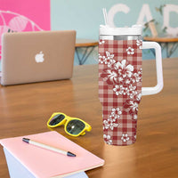 Hibiscus Pakala Fantasy Red Tumbler With Handle Tropical Floral Stylized - Polynesian Pride