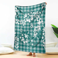 Hibiscus Pakala Aqua Teal Blanket Tropical Floral Stylized - Polynesian Pride