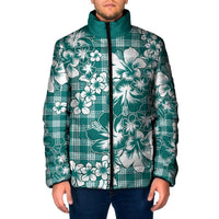Hibiscus Pakala Aqua Teal Padded Jacket Tropical Floral Stylized LT01 Men Teal - Polynesian Pride
