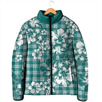 Hibiscus Pakala Aqua Teal Padded Jacket Tropical Floral Stylized LT01 - Polynesian Pride