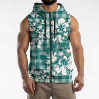 Hibiscus Pakala Aqua Teal Sleeveless Zip Hoodie Tropical Floral Stylized LT01 - Polynesian Pride