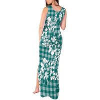 Hibiscus Pakala Aqua Teal Tank Maxi Dress Tropical Floral Stylized LT01 - Polynesian Pride