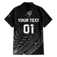 Custom New Zealand Cricket Family Matching Off The Shoulder Long Sleeve Dress and Hawaiian Shirt Maori Kiwi Black Fern LT01 - Polynesian Pride