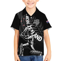 Custom New Zealand Cricket Family Matching Summer Maxi Dress and Hawaiian Shirt Maori Kiwi Black Fern LT01 Son's Shirt Black - Polynesian Pride
