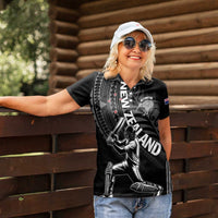 Custom New Zealand Cricket Women Polo Shirt Maori Kiwi Black Fern