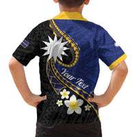Personalised Nauru Family Matching Off The Shoulder Long Sleeve Dress and Hawaiian Shirt Naoero Proud Plumeria LT01 - Polynesian Pride
