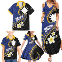 Personalised Nauru Family Matching Summer Maxi Dress and Hawaiian Shirt Naoero Proud Plumeria LT01 - Polynesian Pride