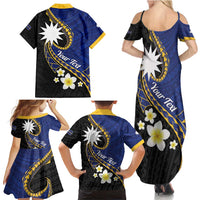 Personalised Nauru Family Matching Summer Maxi Dress and Hawaiian Shirt Naoero Proud Plumeria LT01 - Polynesian Pride