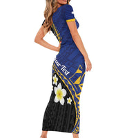 Personalised Nauru Short Sleeve Bodycon Dress Naoero Proud Plumeria