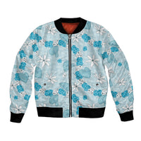 Hawaii Anthurium Tiare Pikake Lei Bomber Jacket UliUli Lauhala Art Pattern