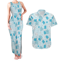 Hawaii Anthurium Tiare Pikake Lei Couples Matching Tank Maxi Dress and Hawaiian Shirt UliUli Lauhala Art Pattern