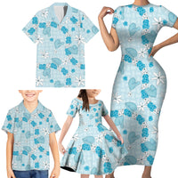 Hawaii Anthurium Tiare Pikake Lei Family Matching Short Sleeve Bodycon Dress and Hawaiian Shirt UliUli Lauhala Art Pattern LT01 - Polynesian Pride