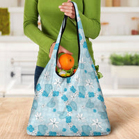 Hawaii Anthurium Tiare Pikake Lei Grocery Bag UliUli Lauhala Art Pattern