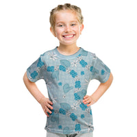 Hawaii Anthurium Tiare Pikake Lei Kid T Shirt UliUli Lauhala Art Pattern
