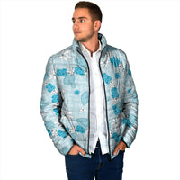 Hawaii Anthurium Tiare Pikake Lei Padded Jacket UliUli Lauhala Art Pattern