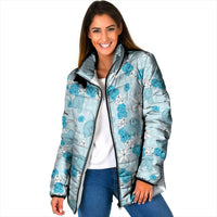 Hawaii Anthurium Tiare Pikake Lei Padded Jacket UliUli Lauhala Art Pattern