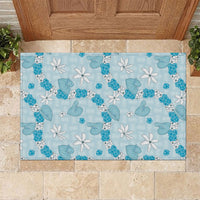 Hawaii Anthurium Tiare Pikake Lei Rubber Doormat UliUli Lauhala Art Pattern