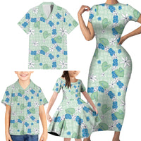 Hawaii Anthurium Tiare Pikake Lei Family Matching Short Sleeve Bodycon Dress and Hawaiian Shirt Omaomao Lauhala Art Pattern LT01 - Polynesian Pride