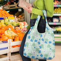 Hawaii Anthurium Tiare Pikake Lei Grocery Bag Omaomao Lauhala Art Pattern
