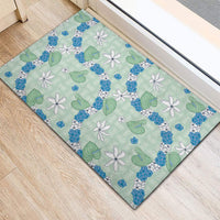 Hawaii Anthurium Tiare Pikake Lei Rubber Doormat Omaomao Lauhala Art Pattern