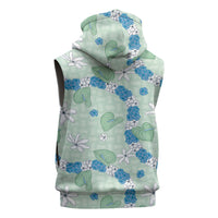 Hawaii Anthurium Tiare Pikake Lei Sleeveless Hoodie Omaomao Lauhala Art Pattern