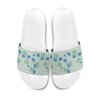 Hawaii Anthurium Tiare Pikake Lei Slide Sandals Omaomao Lauhala Art Pattern