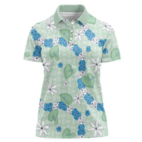 Hawaii Anthurium Tiare Pikake Lei Women Polo Shirt Omaomao Lauhala Art Pattern