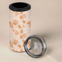 Hawaii Anthurium Tiare Pikake Lei 4 in 1 Can Cooler Tumbler Alani Lauhala Art Pattern