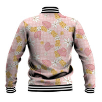 Hawaii Anthurium Tiare Pikake Lei Baseball Jacket Akala Lauhala Art Pattern